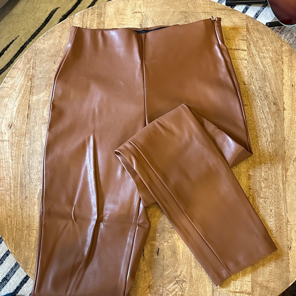 Old Navy Faux Leather Pants in Cognac